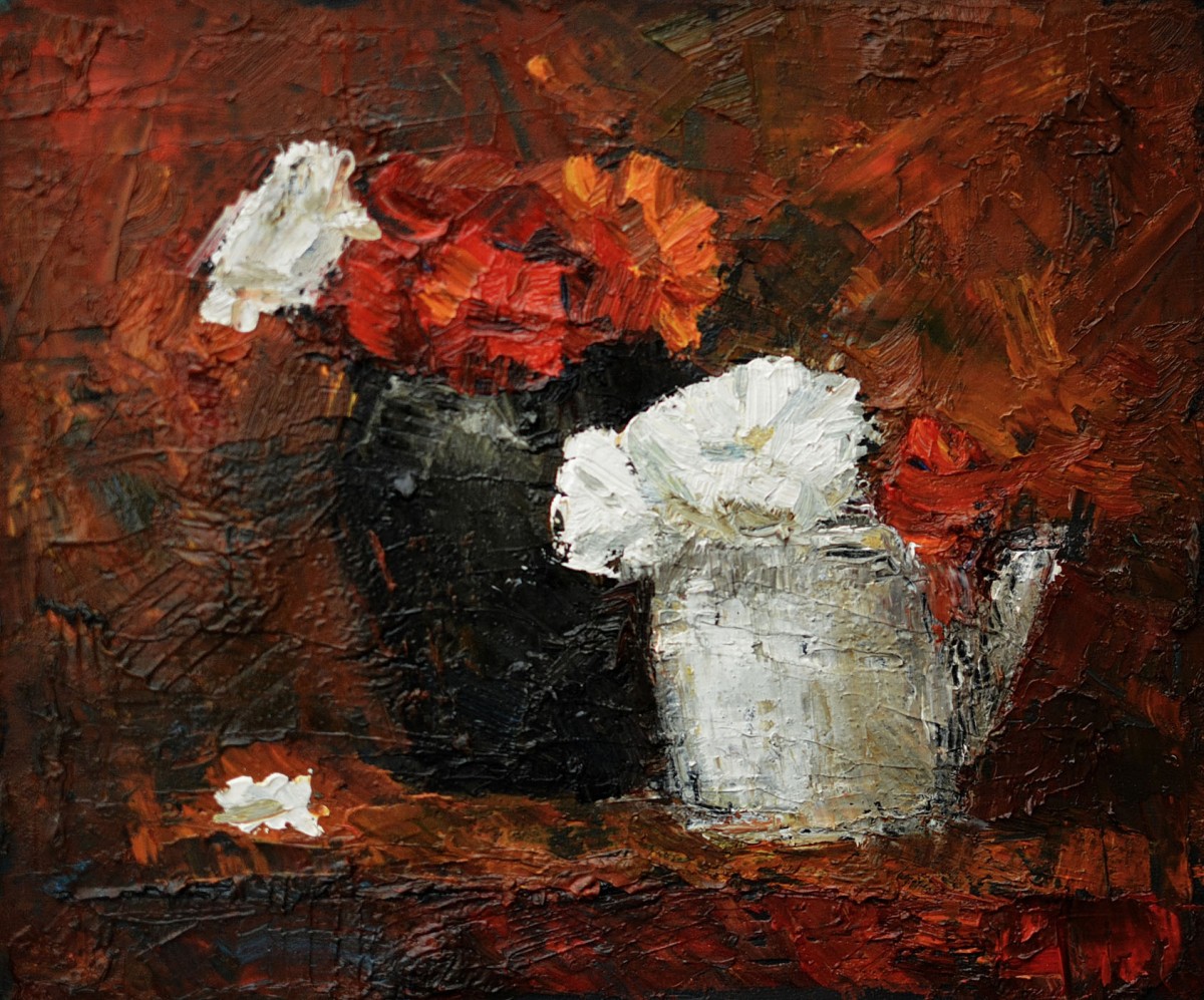 "Studiu. Flori" by Ion Țoncu, 2015, 250x300mm, oil on canvas