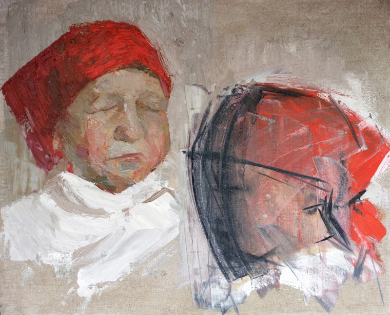 "Portret(2 poziții)" by Victor Teslaru, 2014, 420x520mm, oil on canvas