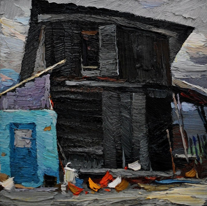 "Găinușe" by Anatol Ghimpu, 2016, 300x300mm, ulei pe pânză