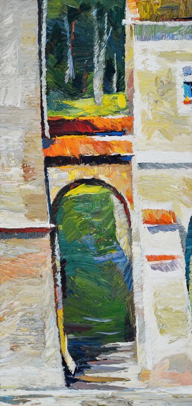 "Etude. Sighișoara" by Anatol Ghimpu, 2005, 400x200mm, oil on canvas