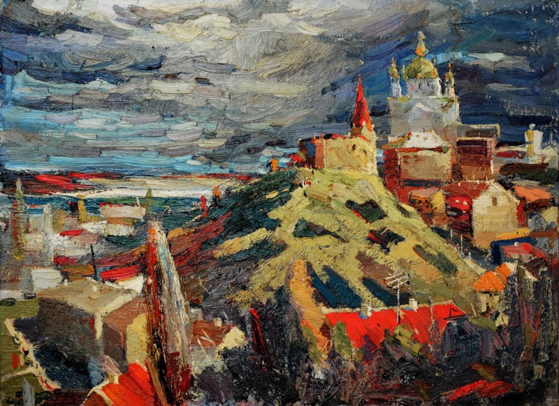 "Kiev. Podol" by Anatol Ghimpu, 1981, 320x600mm, ulei pe pânză