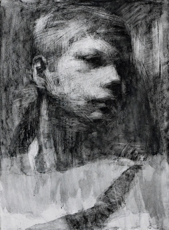 "Portret" by Alexandru Untilov, 2015, 400x300mm, Russian sauce on paper