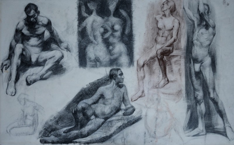"Копия. Продолжительный" by Лина Аминов, 450x700mm, Соус и карандаш на бумаге