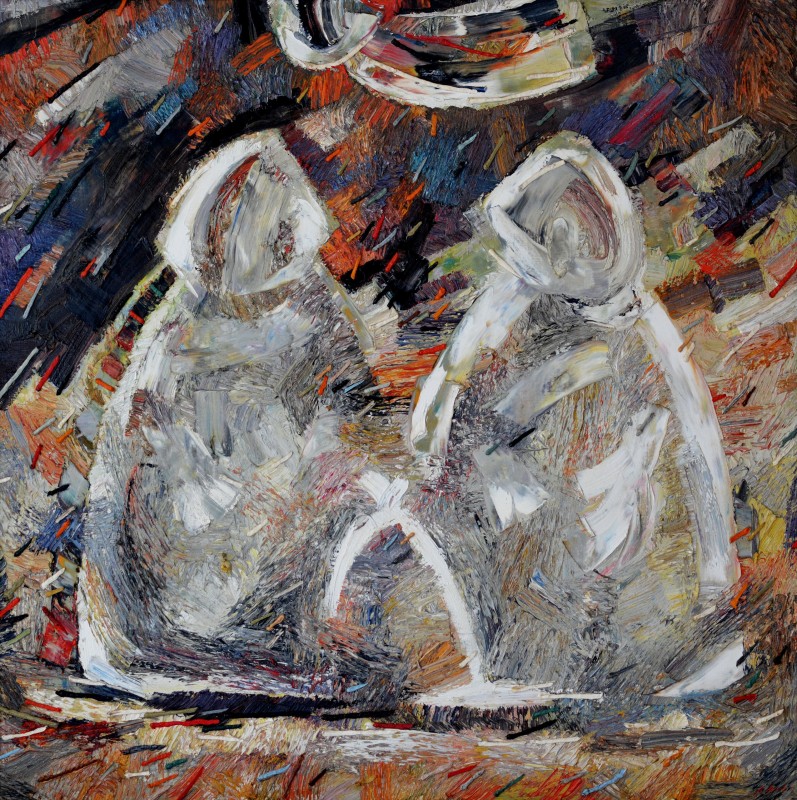 "Începuturi (Beginnings...)" by Anatol Ghimpu, 2003, 1000x1000mm, oil on canvas