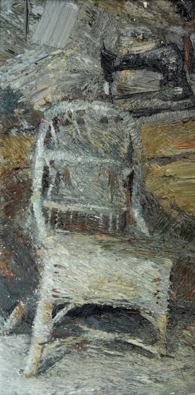 "Motiv. Scăunel" by Victor Teslaru, 2014, 600x300mm, oil on canvas