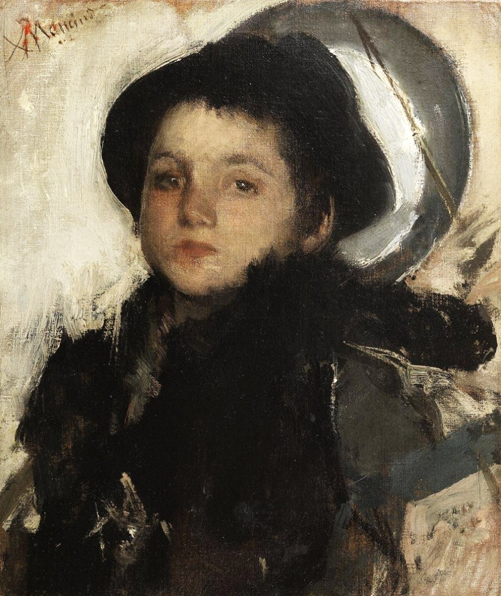 "Pictură. Portret" by Antonio Mancini, ulei pe pânză
