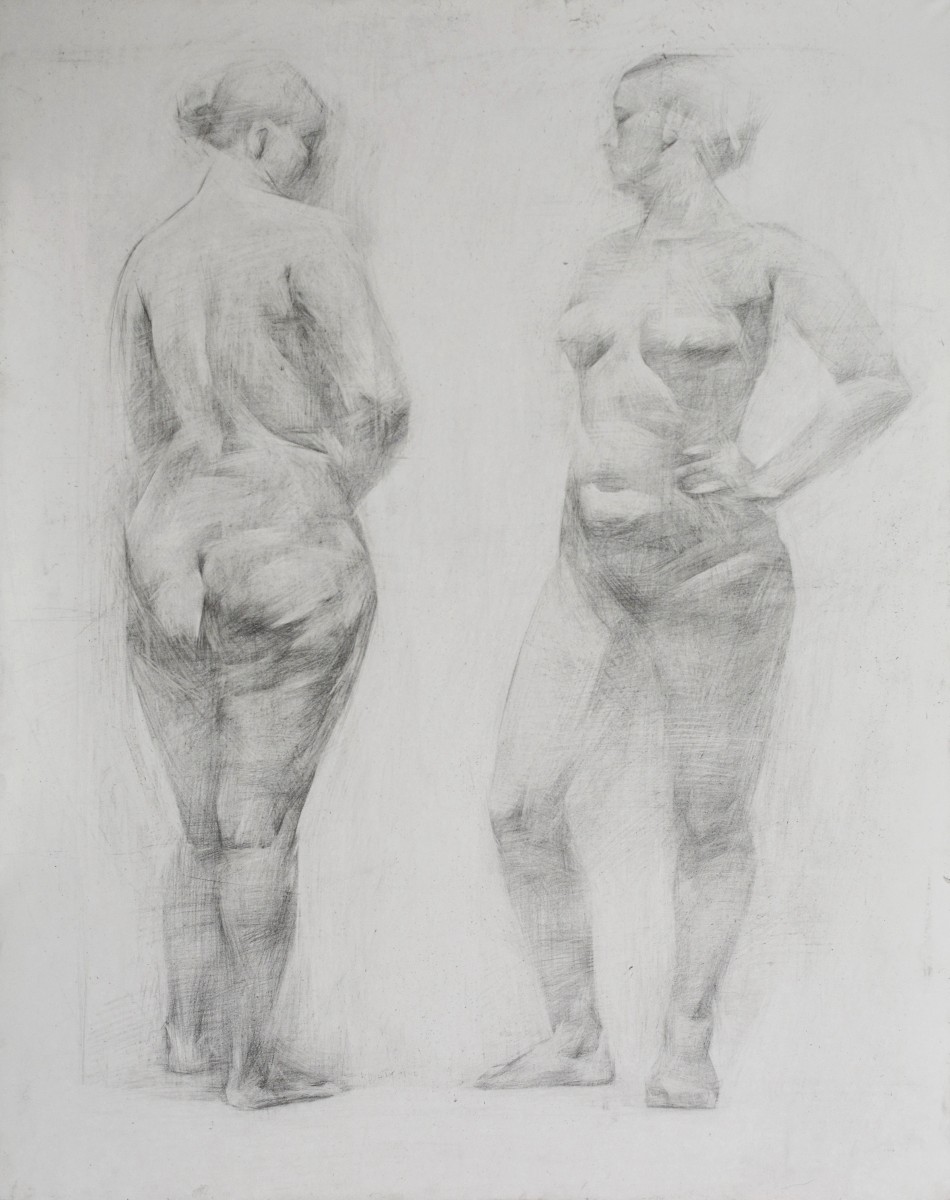 "Figure. 2 Positions" by Мариа Манчевиcи, 2021, 750x600mm, карандаш / бумага