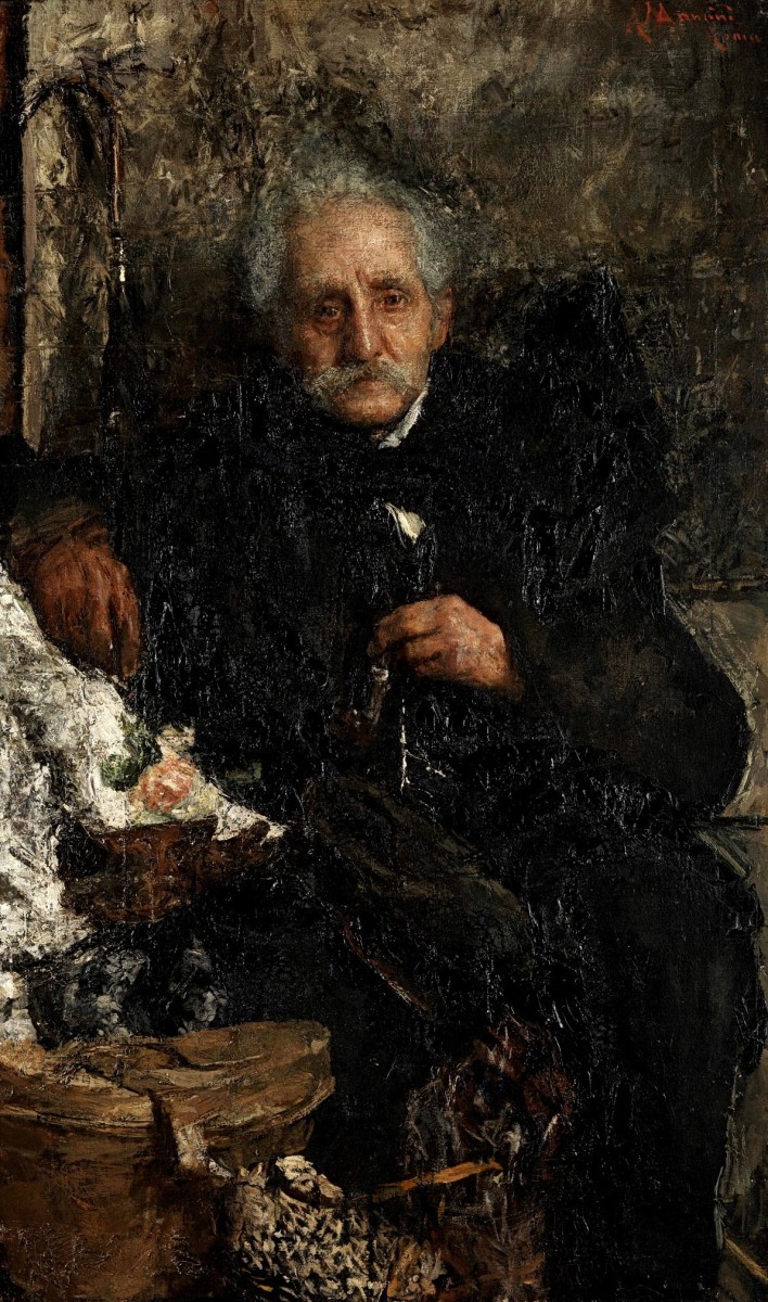 "Painting. Figure" by Antonio Mancini, oil on canvas