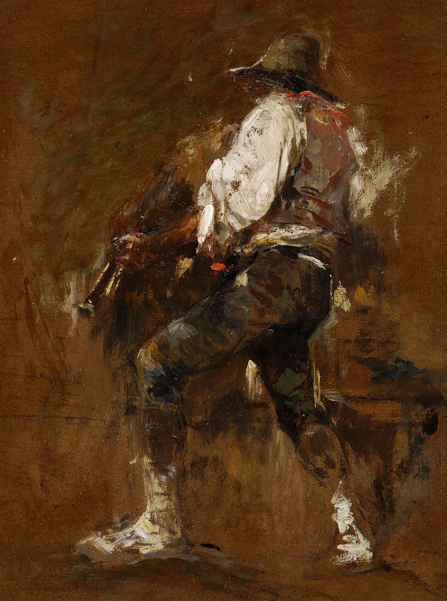 "Composition. Figure" by Antonio Mancini, oil on canvas