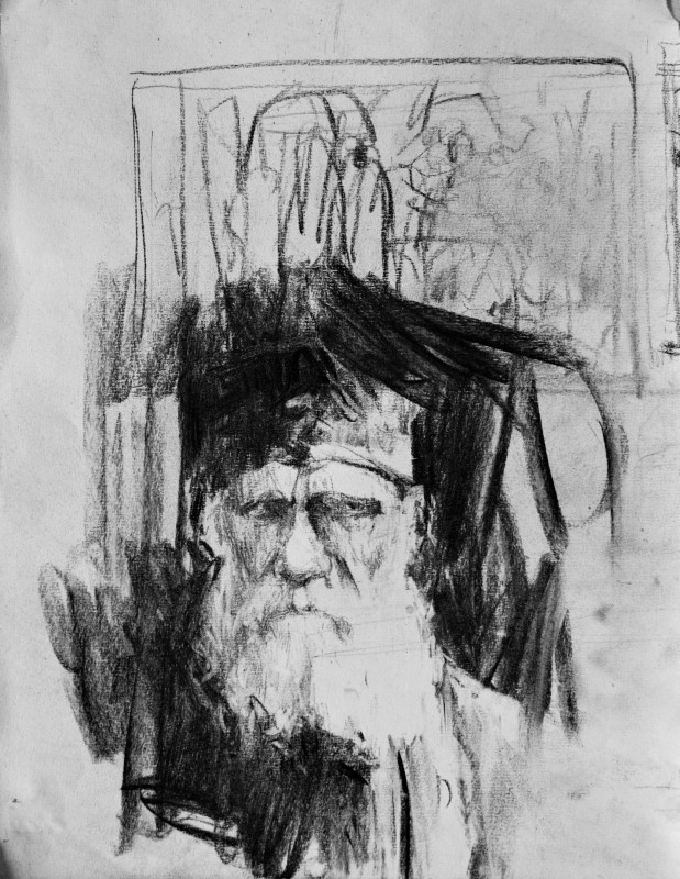 "Drawing. Portrait" by Gheorghe Lisița, mixed technique on paper
