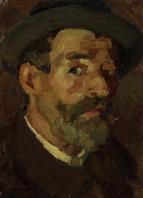 "Self-portrait" by Abraham Hermanjat, 1921, ulei pe pânză