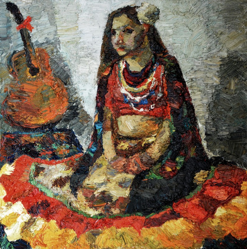 "Figură. Țigancă" by Lia Aminov, 2004, 620x620mm, ulei pe pânză
