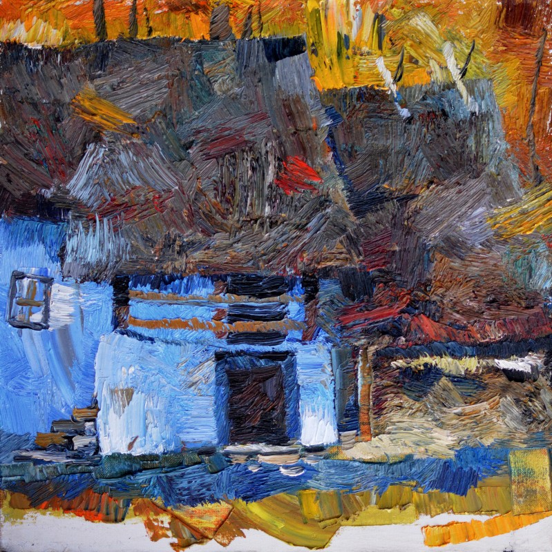 "Motiv. Sibiu" by Adrian Diacon, 2019, 420x420mm, ulei pe pânză