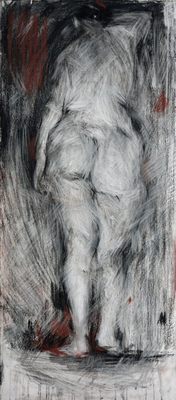 "Desen. Nud" by Vasile Corețchii, 700x300mm, Russian sauce și sanghină pe hârtie