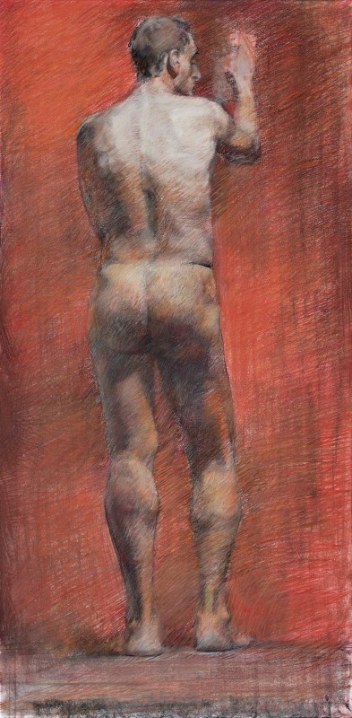 "Desen. Nud. De lungă durată" by Vitalie Golban, 1000x500mm, pastel pe hârtie