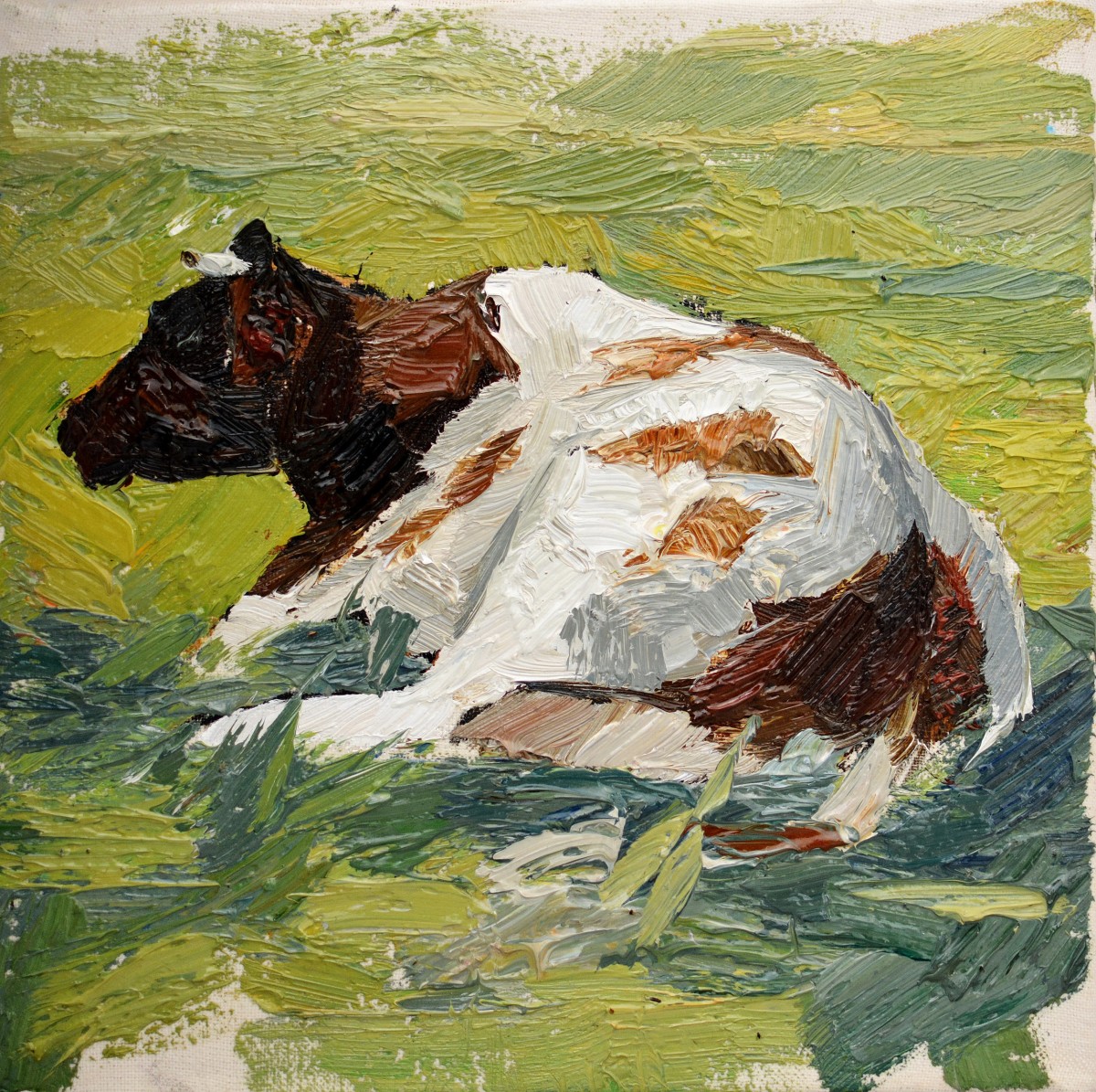 "Studiu. Văcuță" by Sorina Păcătos, 2017, 300x300mm, oil on canvas