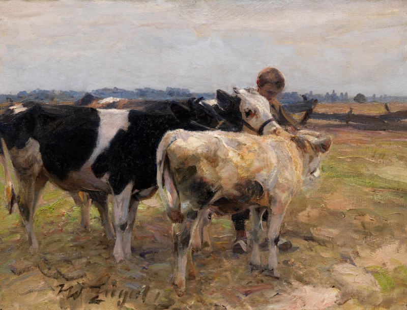 "Compoziție. Animale" by Heinrich von Zügel