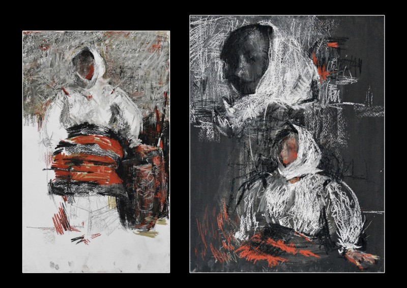 "Рисунок. Портрет" by Виcтор Теслару, 400x200mm, 400x250mm, пастель / бумага