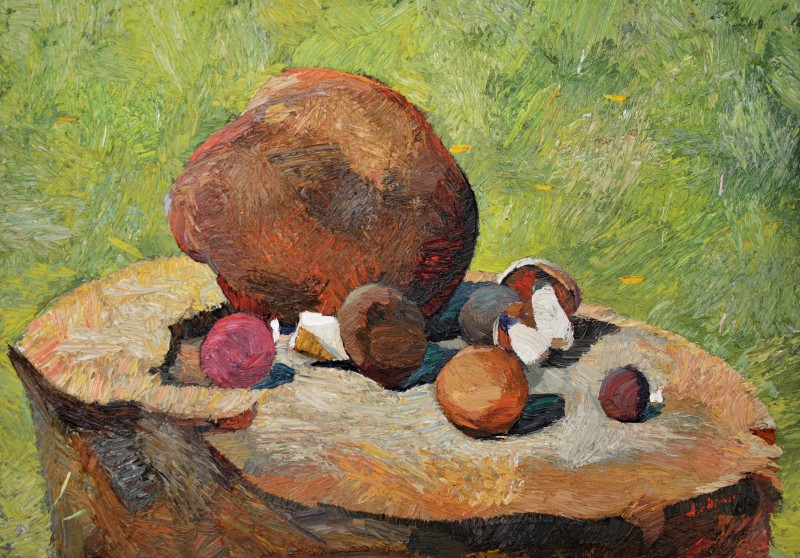 "Ciuperci (Mushrooms)" by Anatol Ghimpu, 2010, 420x600mm, oil on canvas