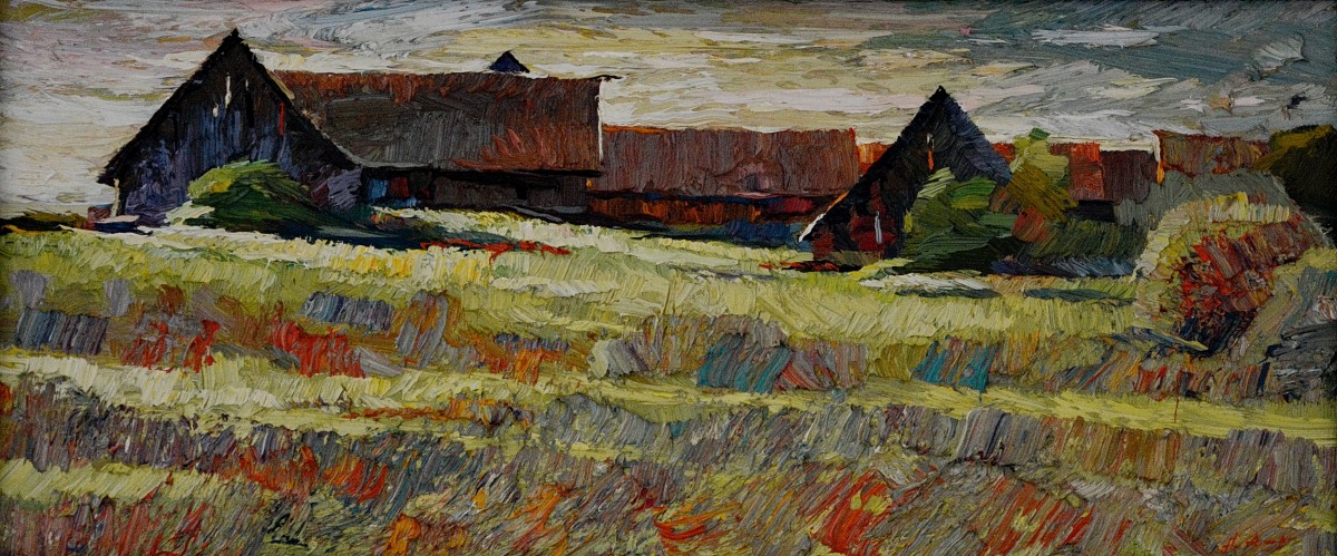 "Пейзаж. Сибиу" by Анатол Гимпу, 2005, 260x600mm, масло / холст