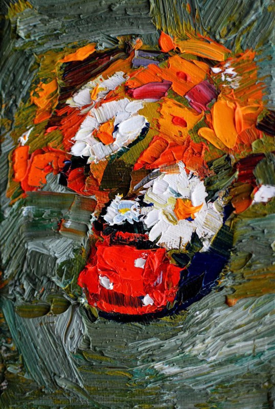 "Flori. Plein-air" by Alisa Bivol, 2017, 150x100mm, ulei pe pânză