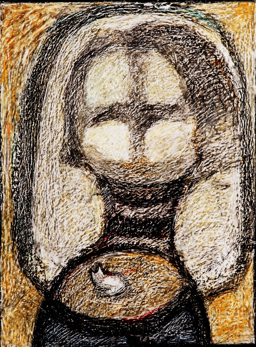 "Autoportret" by Elena Nicolăescu, 2003, 400x300mm, mixed technique on paper