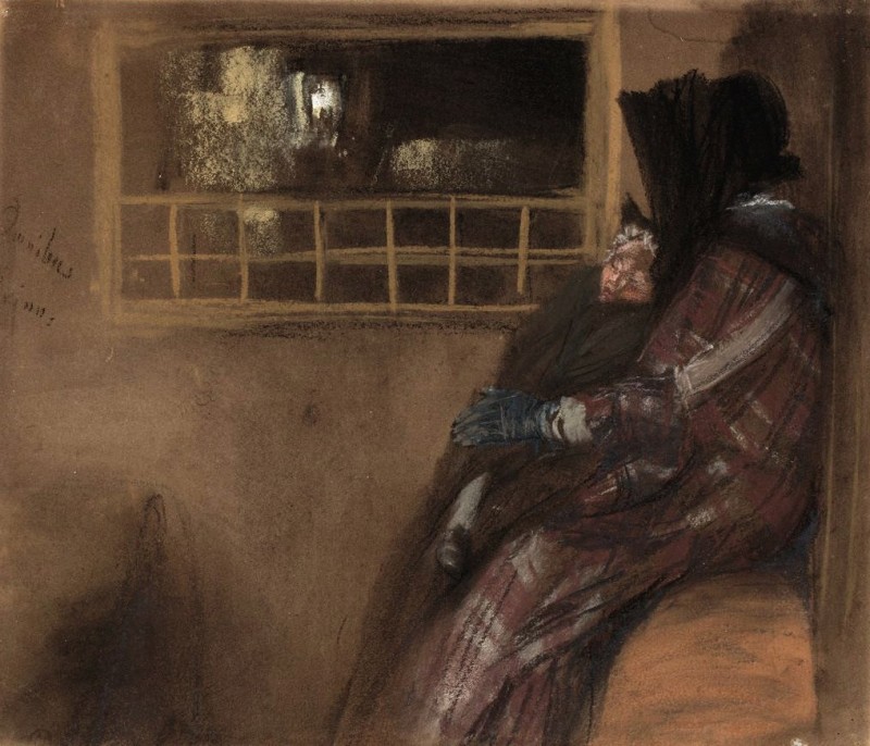 "Drawing. People" by Adolph von Menzel, pastel on paper