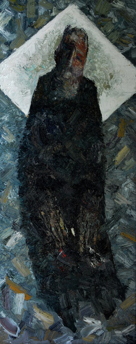 "Compoziție. Rugăciune" by Cristina Demian, 2015, 1050x400mm, oil on canvas
