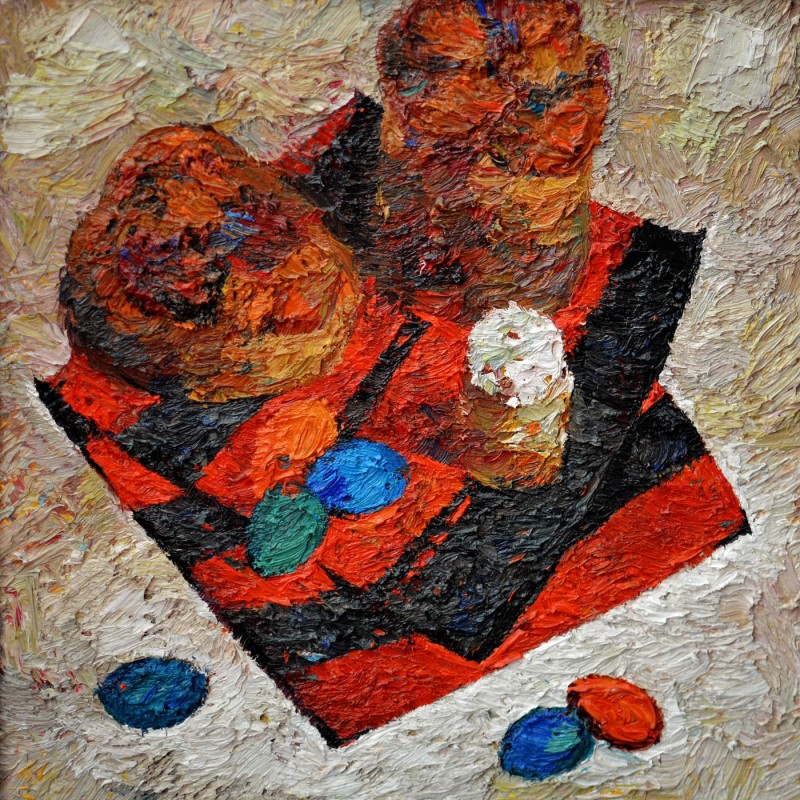 "Natură statică de Paști" by Carolina Leagul, 2013, 420x420mm, oil on canvas