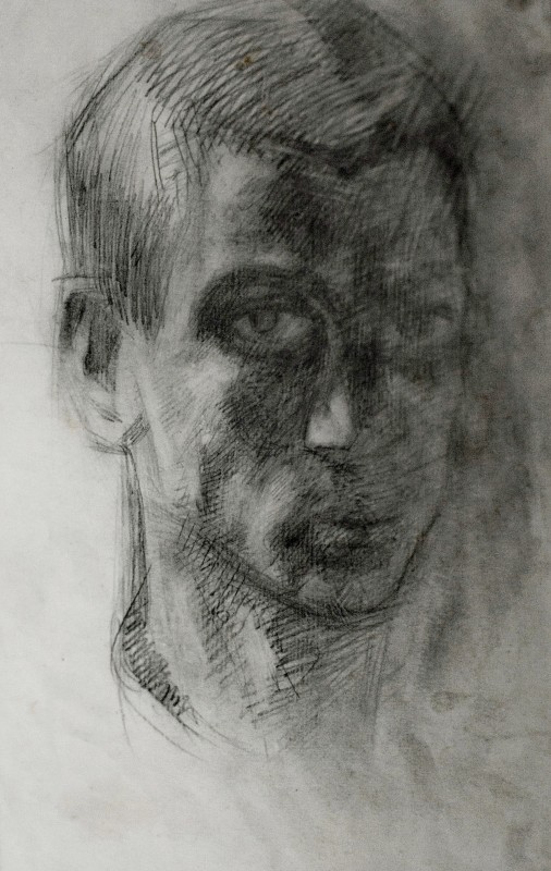 "Автопортрет" by Думитру Бродецчии, 1994, 300x200mm, карандаш / бумага