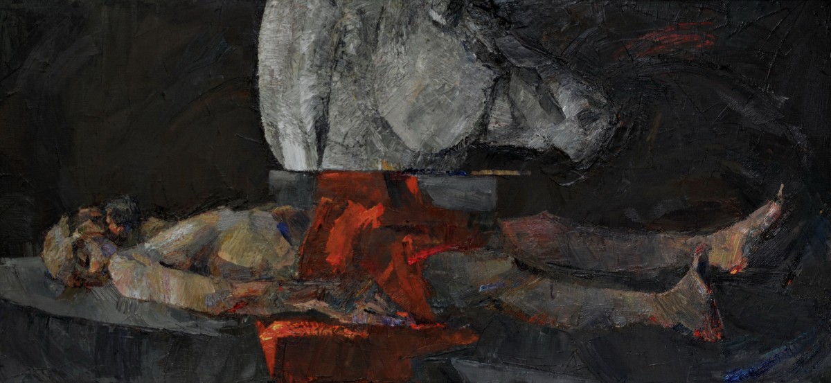 "Thematic nude" by Nicoleta Derivolcov, 2022, 600x1300mm, oil on canvas