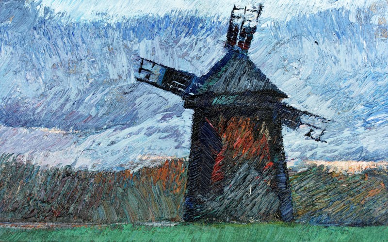 "Moară. Sibiu ASTRA" by Victor Teslaru, 2015, 250x400mm, ulei pe pânză