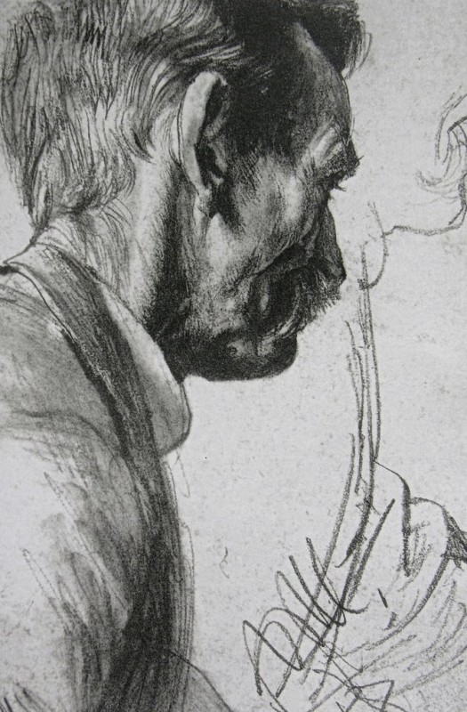 "Desen. Portret" by Adolf Menzel, creion pe hârtie