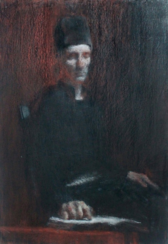 "Рисунок. Фигура / полуфигура. Продолжительный" by Ион Голубей, 700x500mm, соус и сангина / бумага
