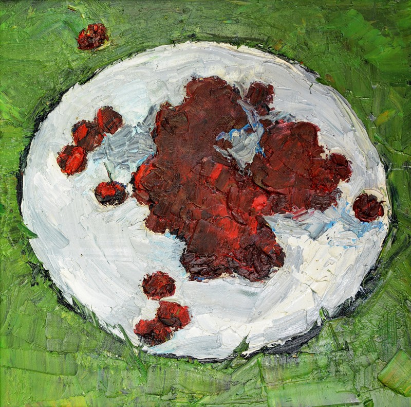 "Studiu. Cireșe" by Valetina Trifan, 2014, 300x300mm, oil on canvas