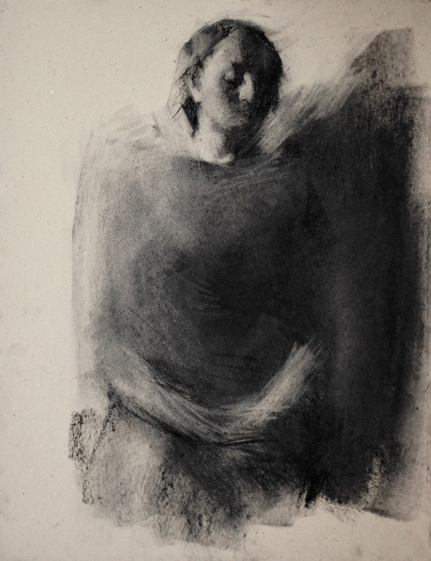 "Semi-figure" by Ion Golubei, 2016, 400x300mm, Russian sauce on paper