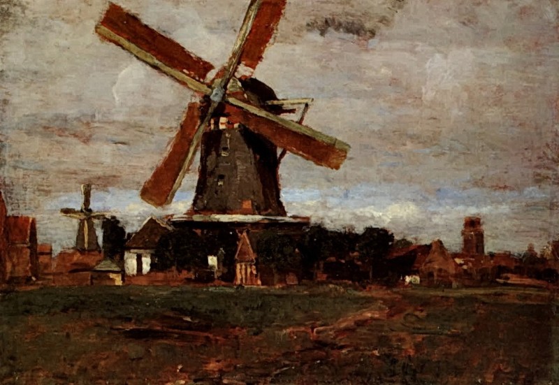 "Painting. Windmills" by Tina Blau