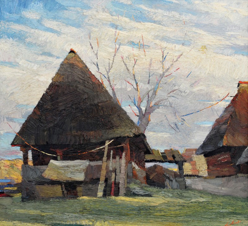 "Landscape. Maramureș" by Anatol Ghimpu, 2000, 620x680mm, oil on canvas