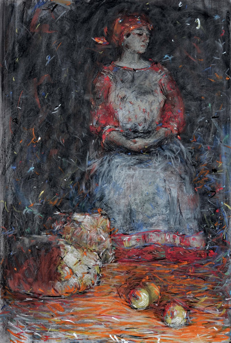 "Drawing. Figure" by Vasile Corețchii, 800x500mm, pastel on paper