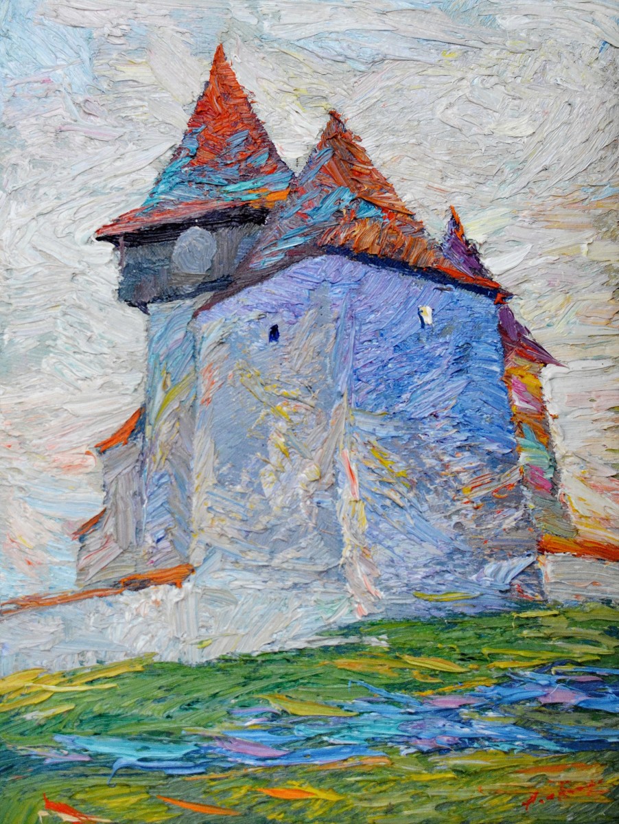"Răsărit. Merghindeal" by Anatol Ghimpu, 2016, 400x300mm, ulei pe pânză