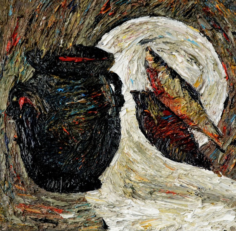 "Studiu. Natură statică" by Carolina Leagul, 2014, 300x300mm, ulei pe pânză