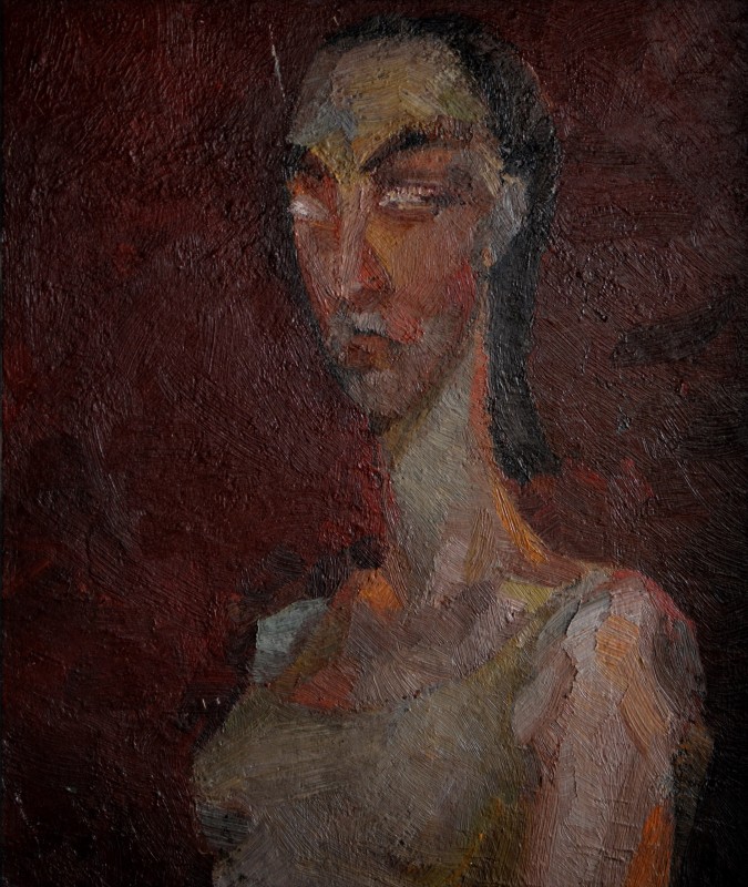 "Self-portrait" by Oxana Țip, 1999, 410x350mm, oil on canvas