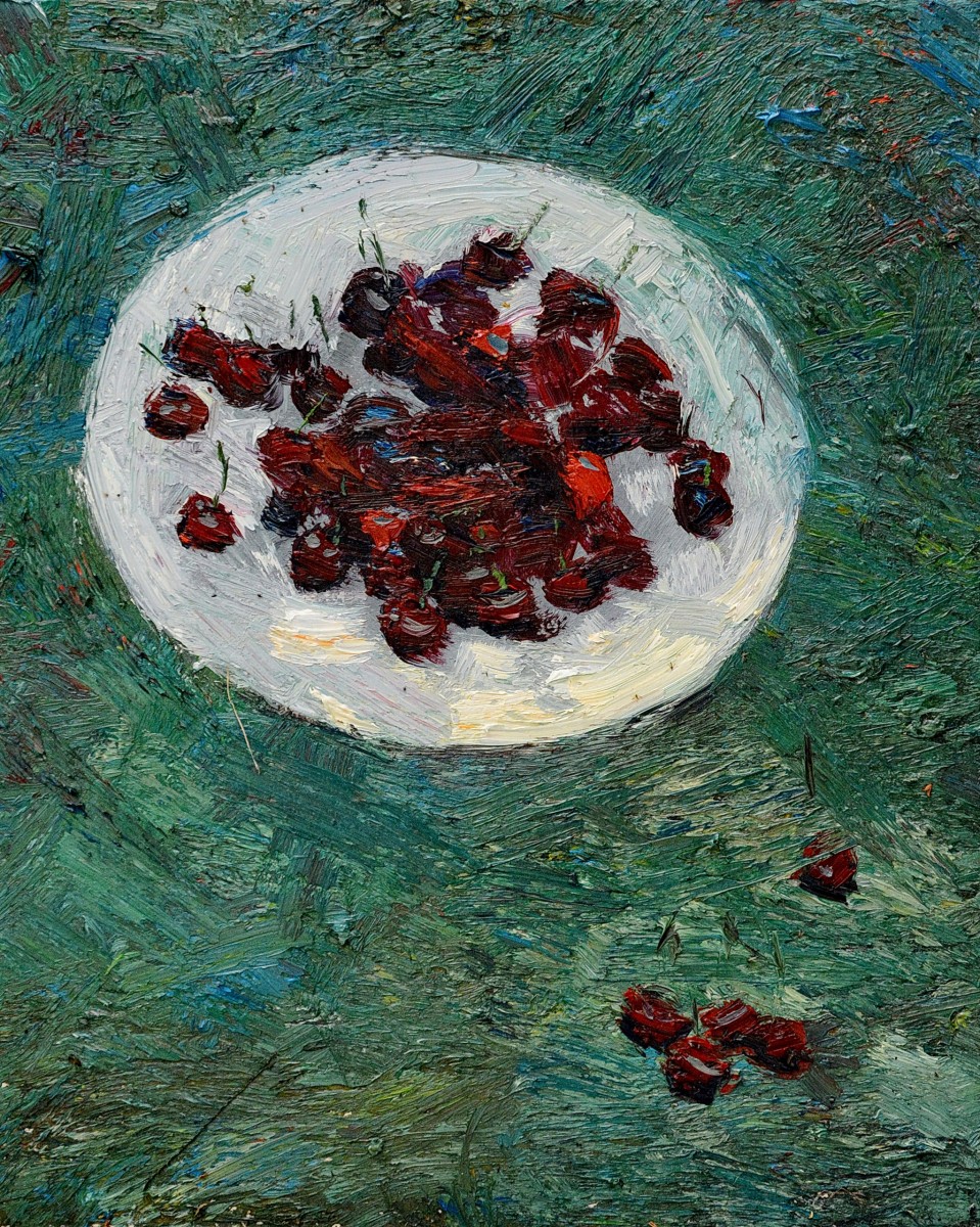 "Studiu. Cireșe" by Victor Teslaru, 2014, 500x400mm, oil on canvas