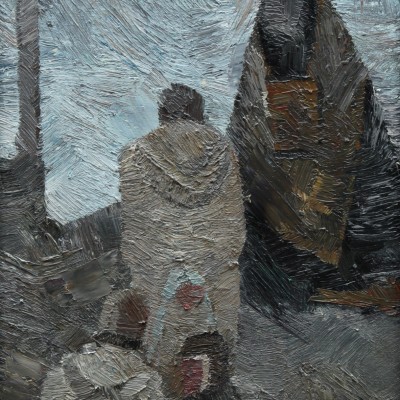 "Composition. Long term" by Alexandra Clapatiuc, 600x300mm, oil on canvas