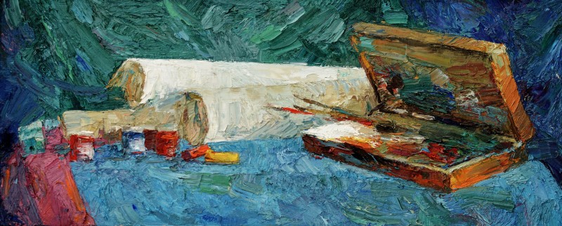 "Painting. Long term" by Sorina Păcătos, 450x1100mm, oil on canvas