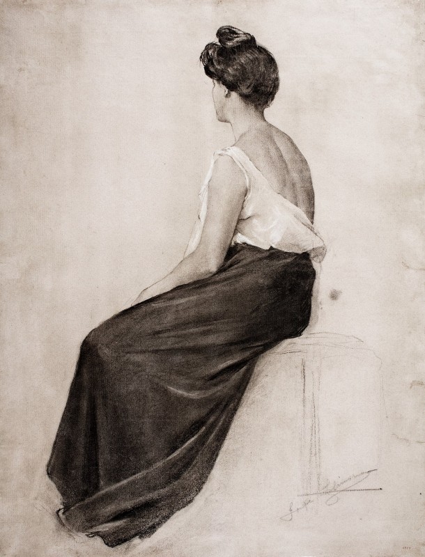 "Desen. Figură / semifigură" by Joan Llimona