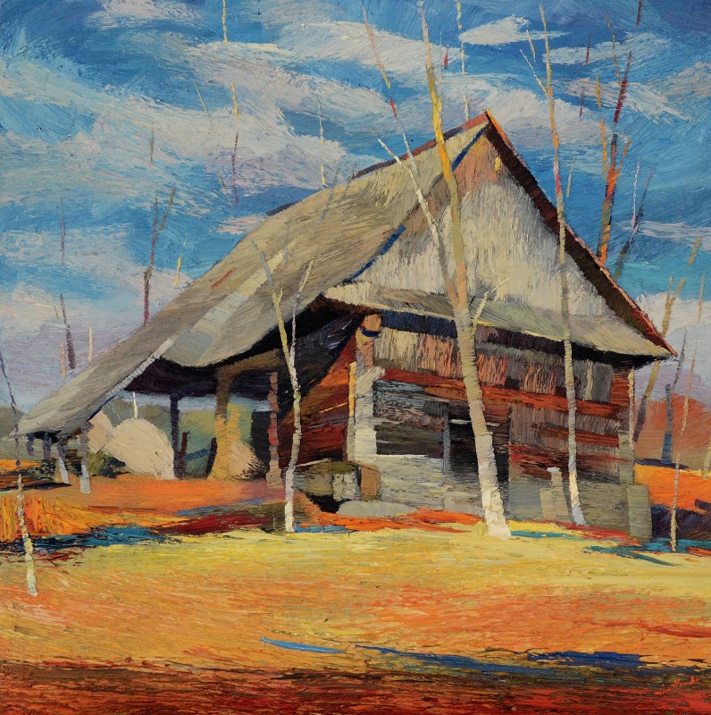 "Etude. Maramureș" by Anatol Ghimpu, 2000, 680x680mm, oil on canvas