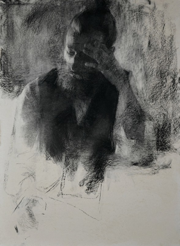 "Портрет с руками" by Ион Голубей, 2016, 750x500mm, соус / бумага