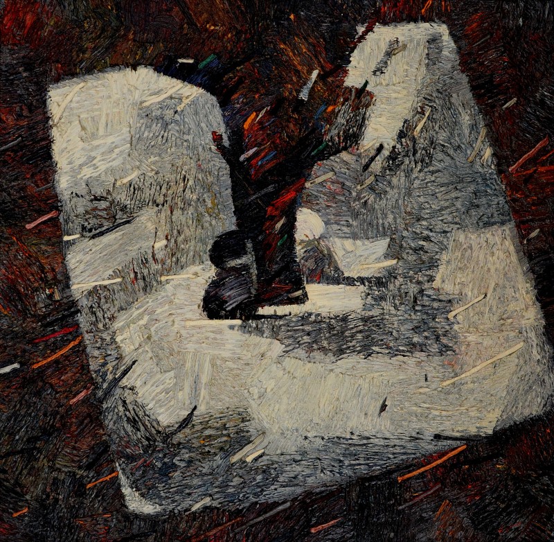 "Drevo" by Anatol Ghimpu, 2000, 680x680mm, oil on canvas