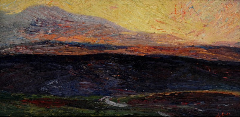 "Nebedag" by Anatol Ghimpu, 1999, 350x750mm, ulei pe pânză